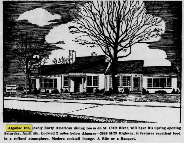 The Algonac Inn - Mar 30 1953 Article